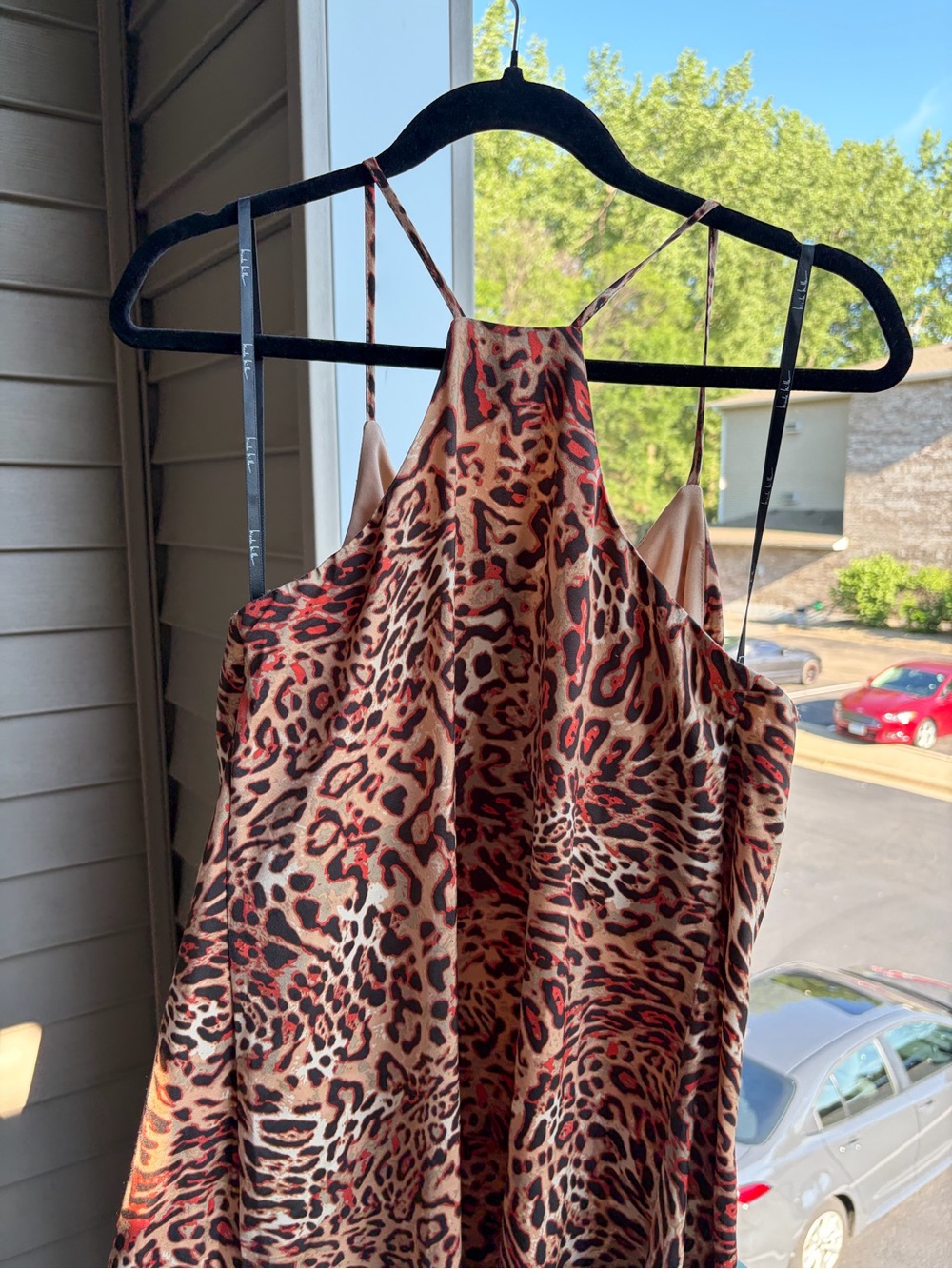 🆕🐆 Nicole Miller Leopard Print Halter Maxi Dress Size M Satin Party Evening Gown - Picture 11 of 17